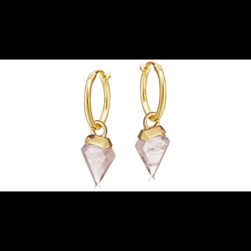 ISO Missoma Rose quartz shield hoop earrings